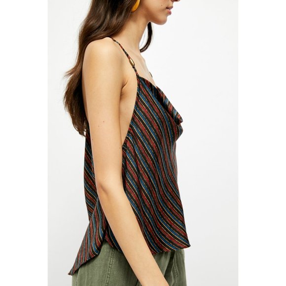 NWT Free People Stevie Cowl Neck Tank / Blue Combo - Picture 2 of 5